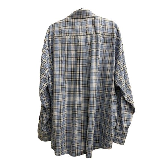 Peter Millar 100% Cotton XXL Blue Plaid Button Up Long Sleeve Shirt - Picture 2 of 4